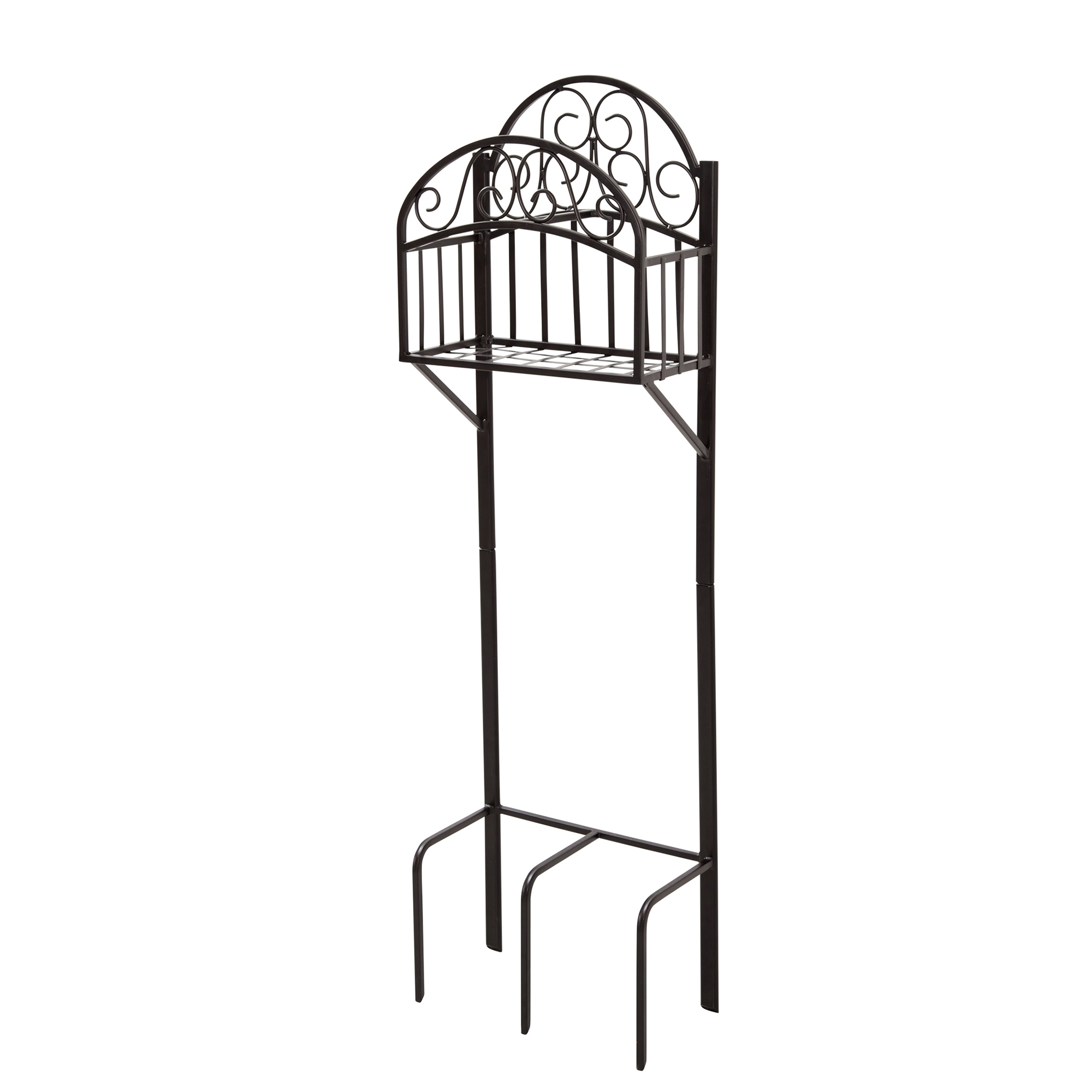 Liberty Garden Products, Decorative Hose Stand With Shelf, Hose Length Capacity 125 ft, Frame Material Steel, Color Black, Model# 119-KD